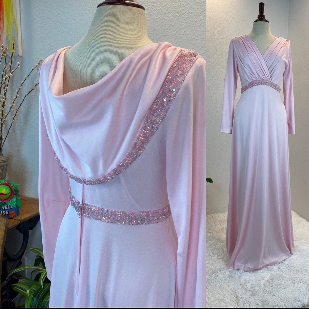 1970s Pink Maxi Dress / 1970s Dress - plus size
